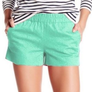 J.CREW Mint Green Jacquard Elastic Waist Shorts